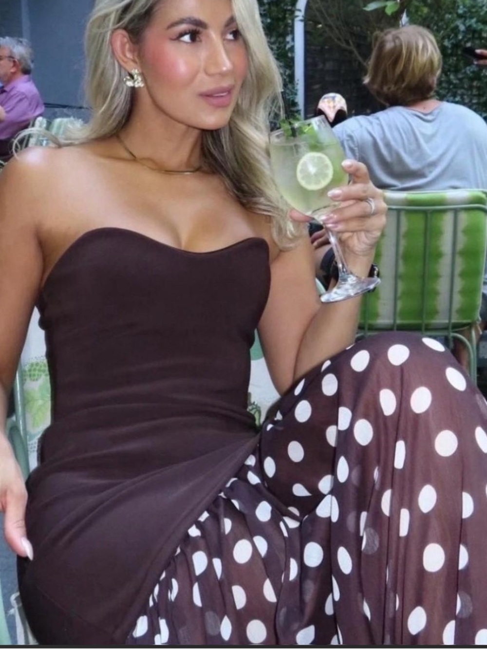 Zara Brown Maxi Skirt with White Polka Dots - Women